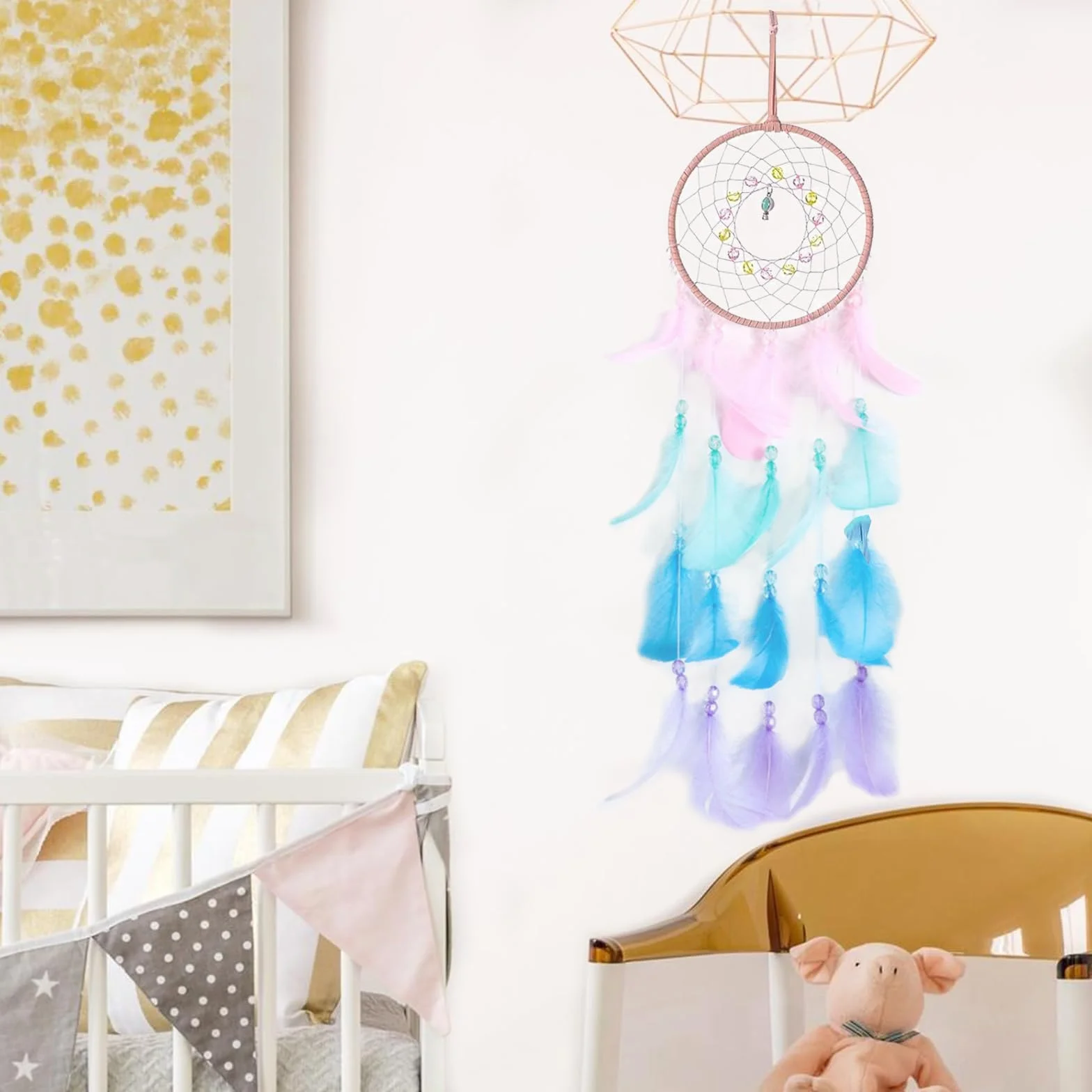 Achiappasogni Fatto a Mano con Piume Colorate, Dream Catcher per Bambini, Decorazione Casa per Ragazze Ragazzi