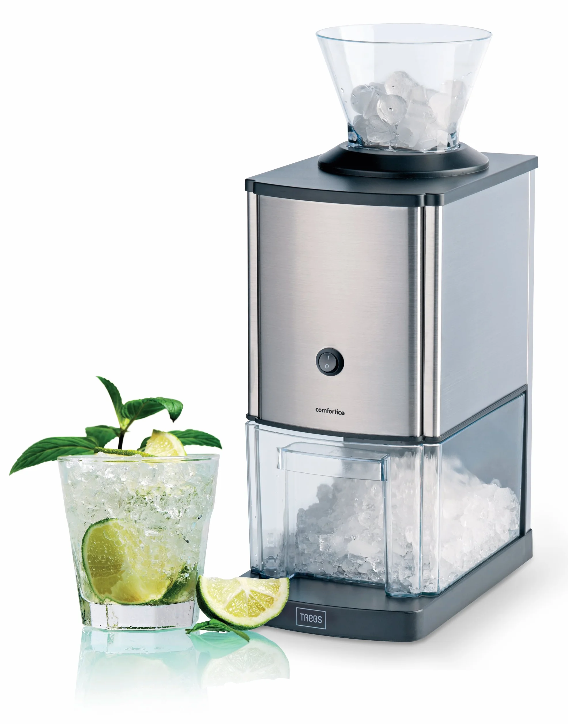Gastronoma Tritaghiaccio in acciaio inox ideale per bibite, cocktail o preparazione di dessert freddi,1 kg di ghiaccio tritato al minuto, capacità 3 litri, 80 watt