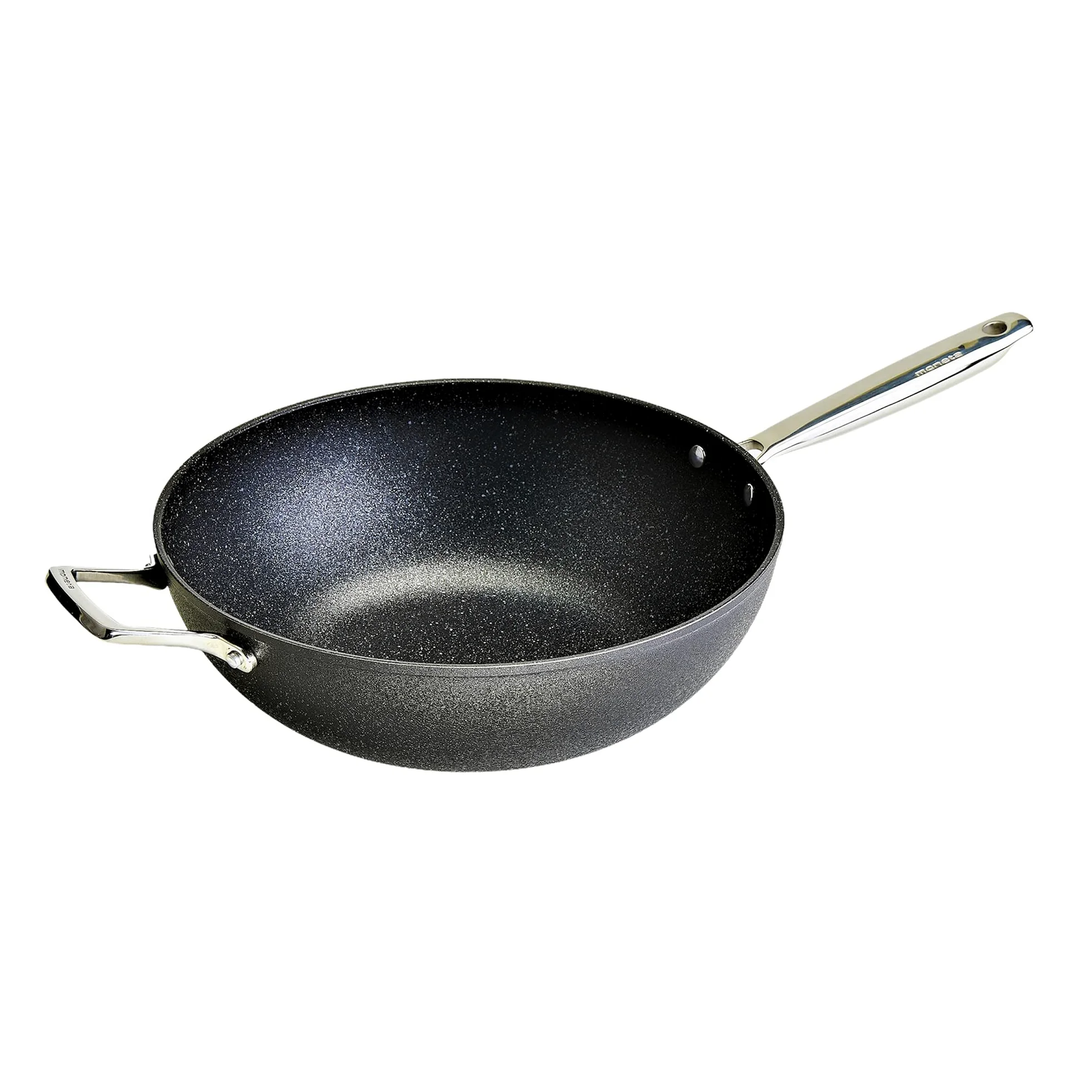 Moneta Armonia Wok 32 cm, 1 Manico + Maniglia per Ogni Tipo di Piano Cottura