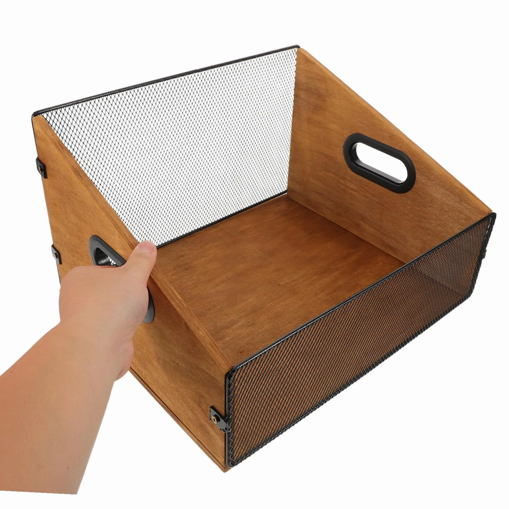 in Legno per Dischi in con Manici Organizer per Album e Libri Scatola Rustica per Archivio Vinili Porta Dischi Versatile Marrone