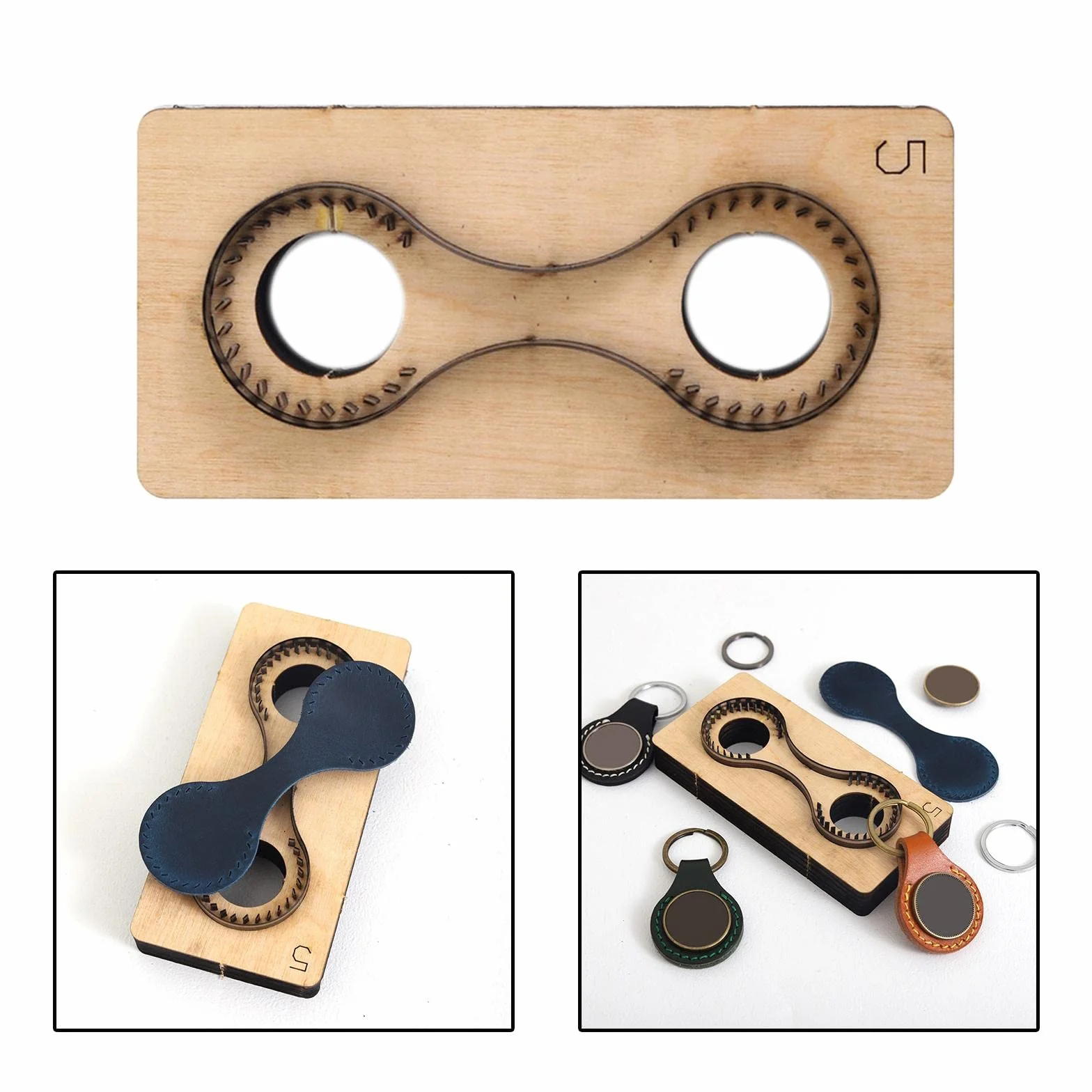 Set di Strumenti per Portachiavi in Legno da 1 Pezzo Fustelle in Metallo per Artigianato in Pelle