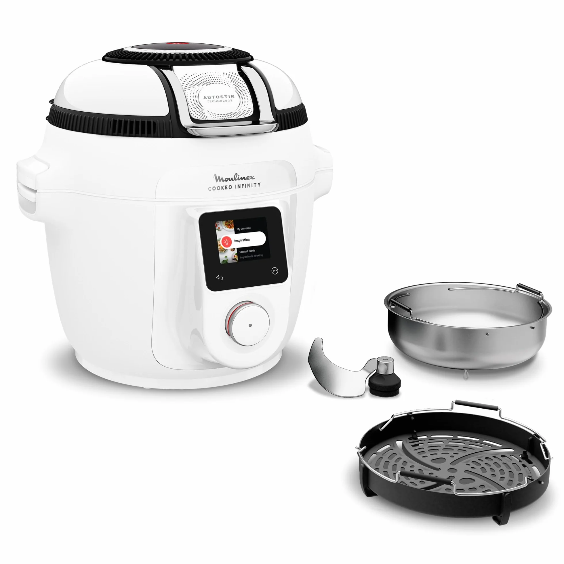 Moulinex Cookeo Infinity Multicooker con Pala Mescolatrice Automatica, 20 Modalità di Cottura, Pentola a Pressione, Friggitrice ad Aria, Cottura a Vapore, Schermo LED Wi-Fi