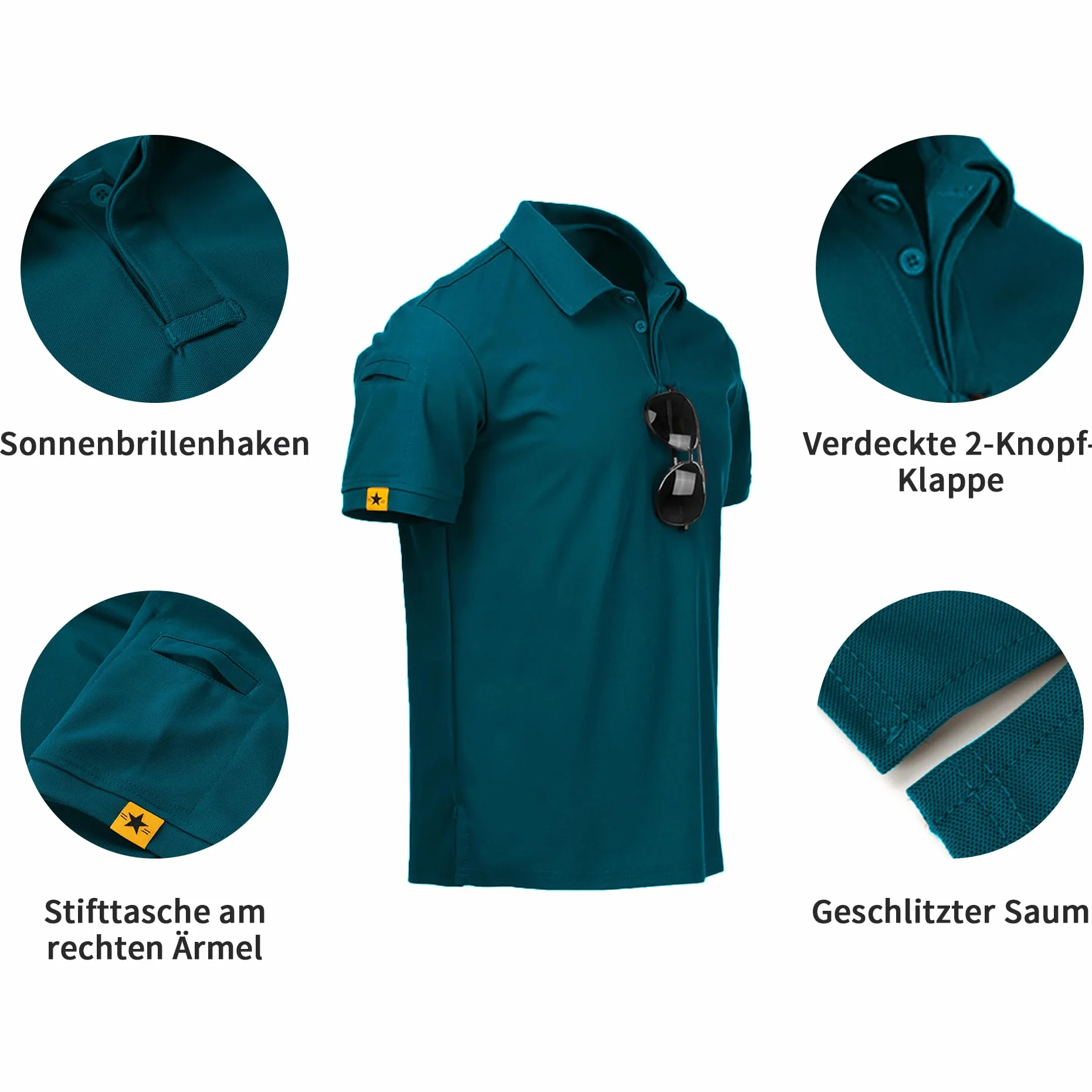 geeksport Polo Uomo Manica Corta Golf T-Shirt Asciugatura Rapida Traspirante Outdoor Estiva