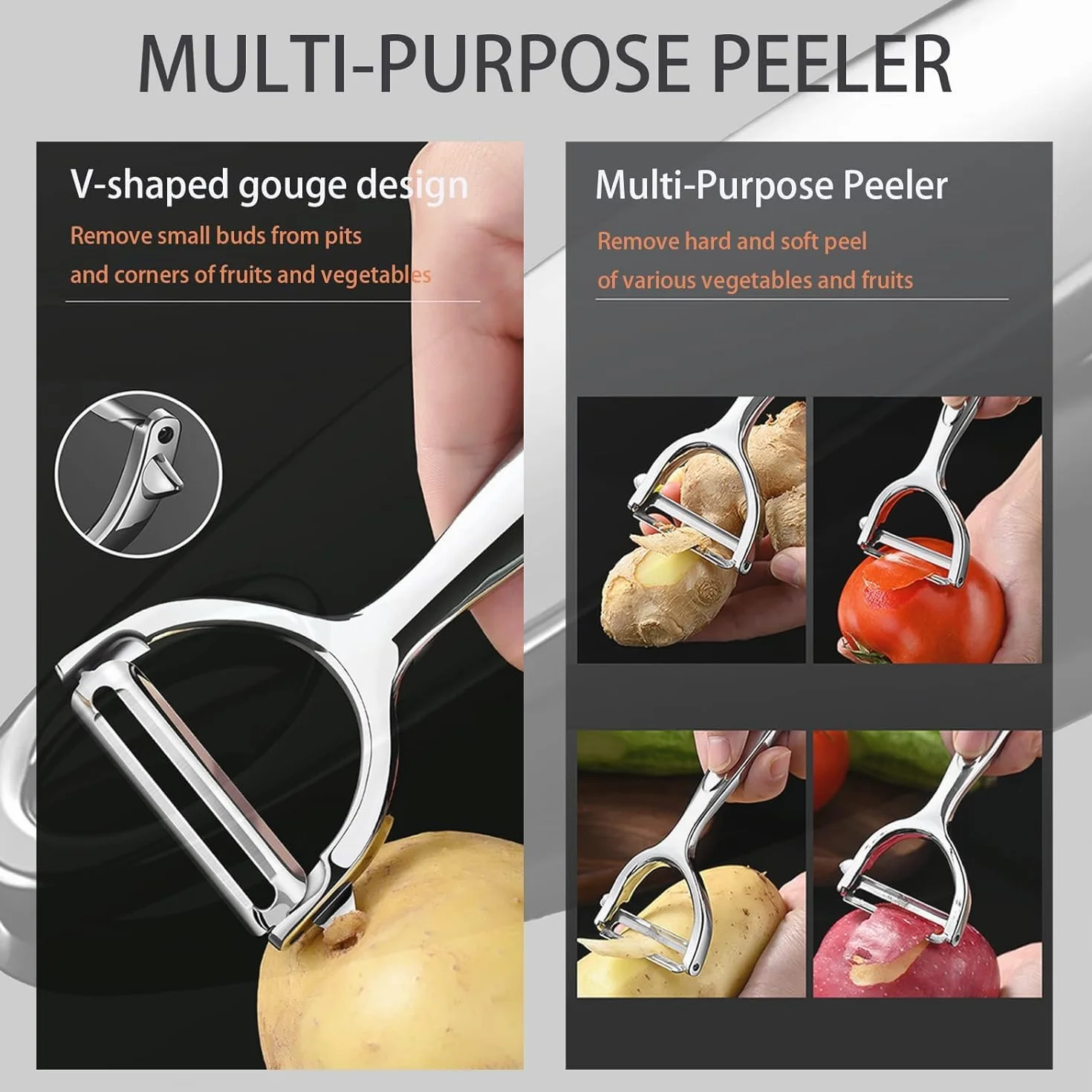 Pelapatate professionale in acciaio inossidabile spessore spesso pela verdure carote patate piranha peeler
