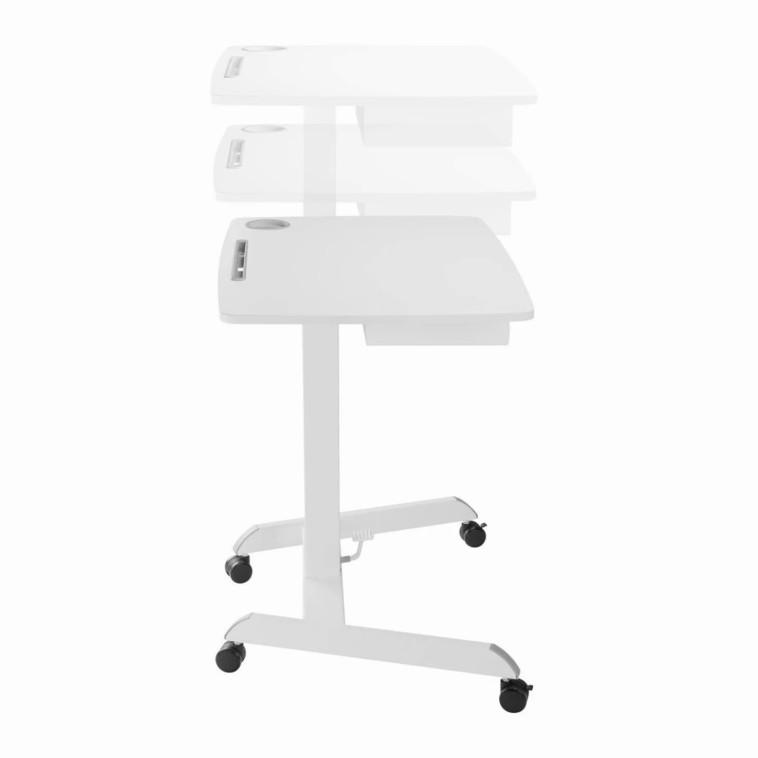 Maclean MC-903 Tavolo per laptop regolabile in Altezza max 113cm con rotelle e Casetto Scrivania sit-stand Postazine di lavoro Carrello (Bianco)