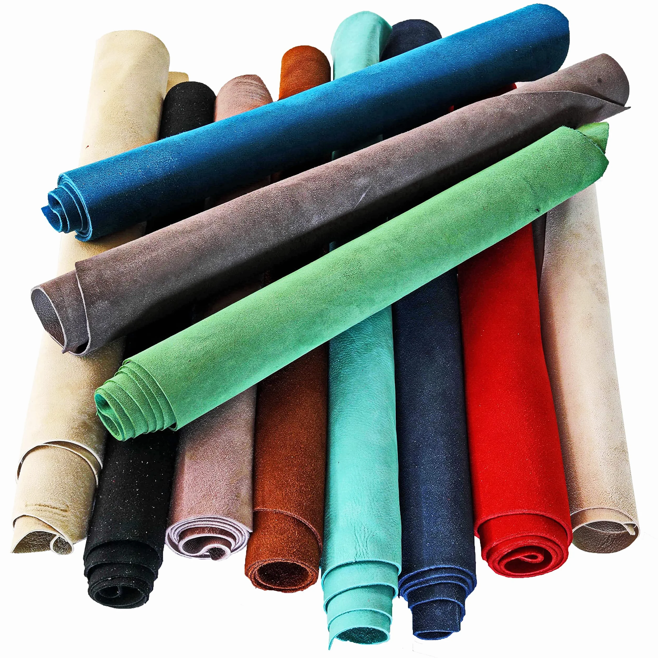 Skórzane Skrawki Zamszowe i Nubukowe 20x25-40x40 cm 1 kg Losowy Wybór Tinta Unita Colori Vari LAG29