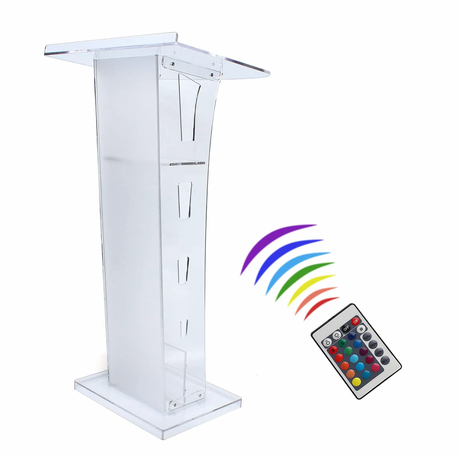 Supporto per podio in acrilico trasparente con telecomando a LED per chiesa professionale leggio con ampia superficie di lettura, ideale per conferenze, matrimoni, ufficio e aule