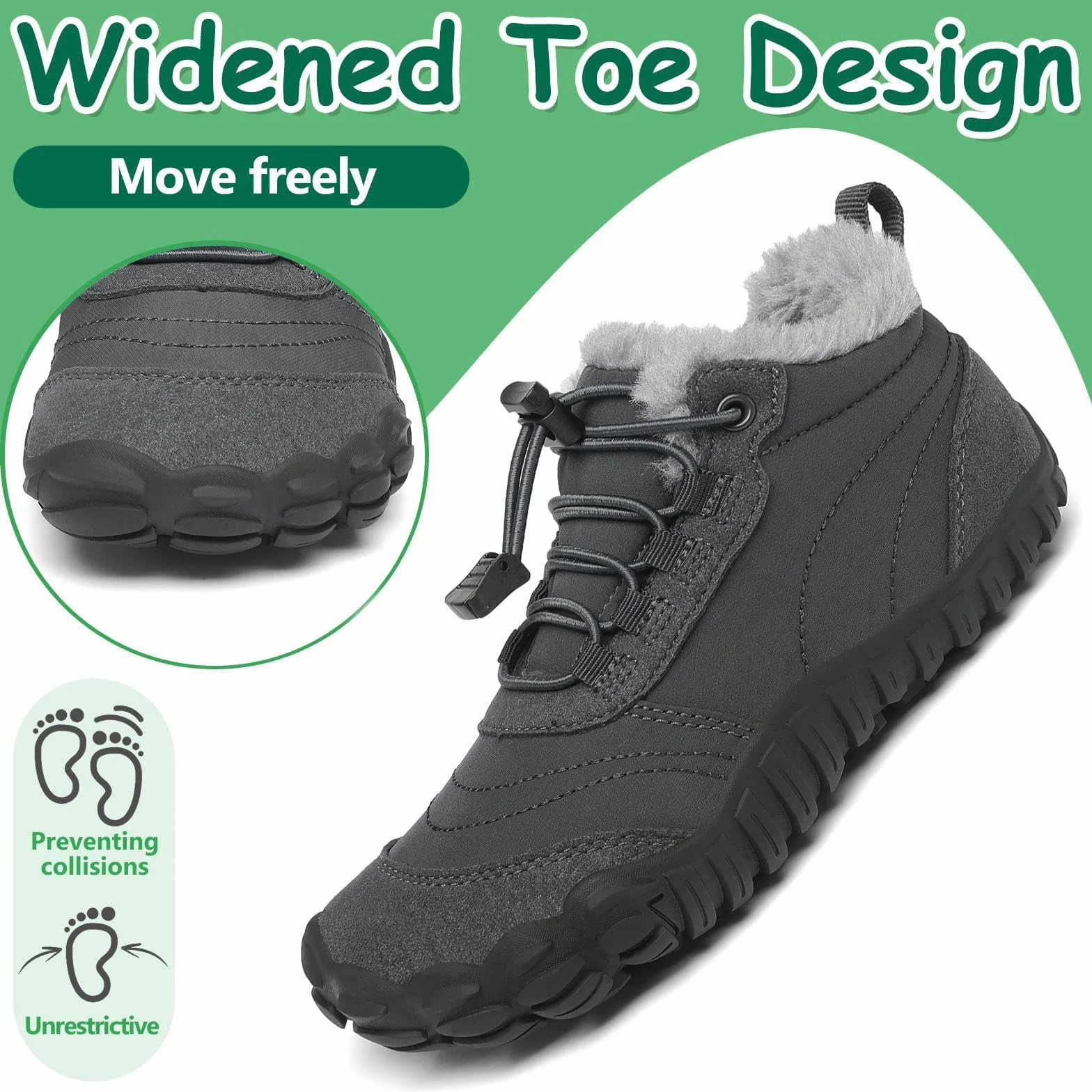 Bambini Barefoot Scarpe Invernali Doposci Antiscivolo Impermeabili GR.26-36