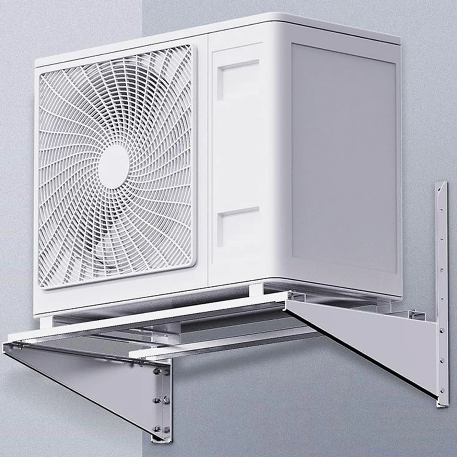 Staffe per Condizionatore Esterno, Staffa Condizionatore D'aria con Doppie Barre Trasversali, Supporto a Parete in Acciaio Inox per Condensatore da 1,5-3 P(48.7x46x74cm/19x18x29in)