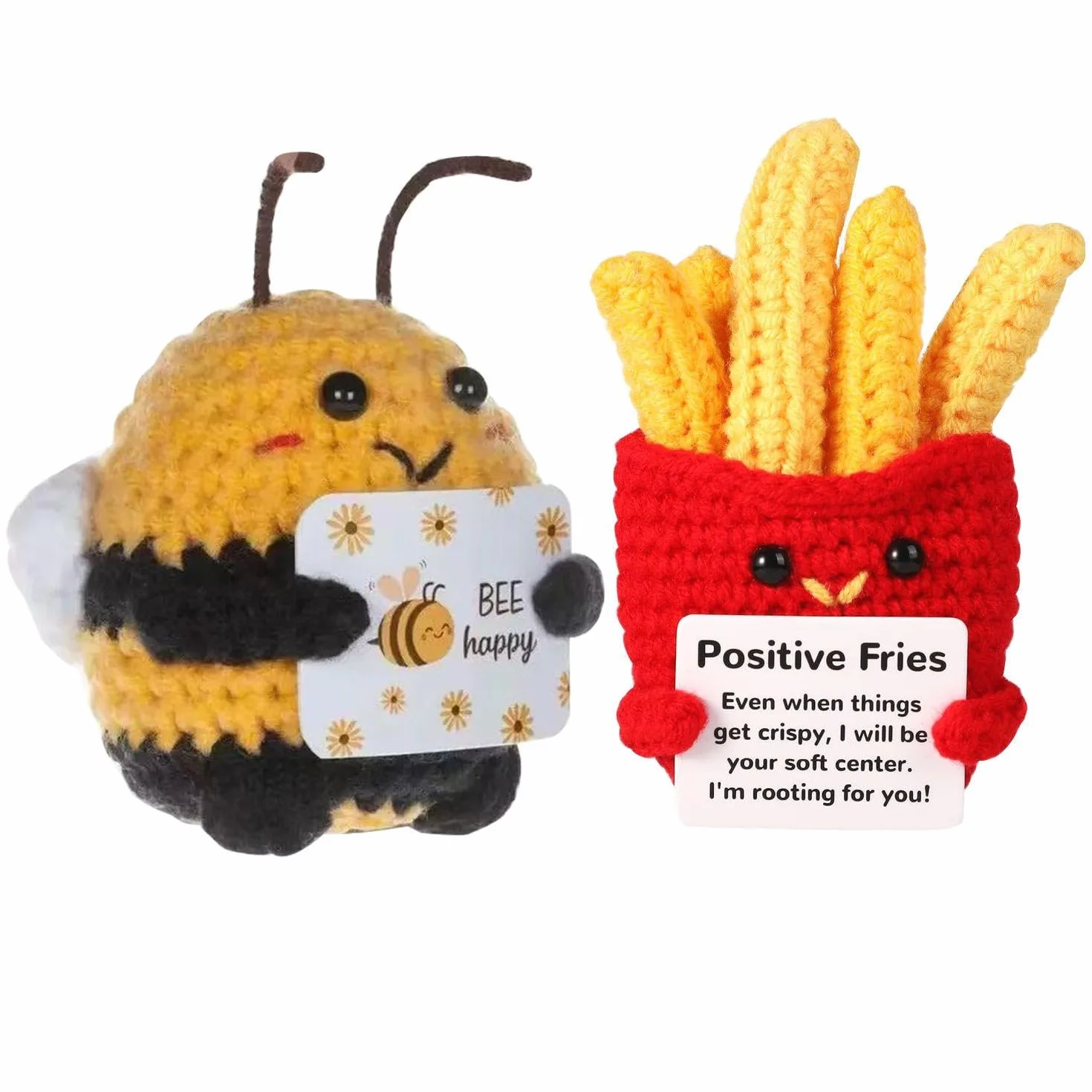 2 Bambole Tessute, Forma di Patatine Fritte all'Uncinetto A Mano, Squisiti Ornamenti Decorativi per Desktop, Adatti per La Compagnia Emotiva Quotidiana, Regali di Natale per Gli Amici.