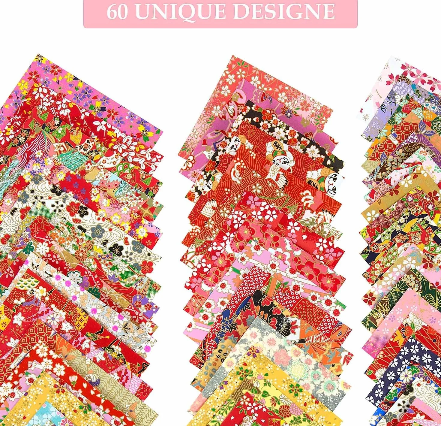 Origami Washi Carta Fai-da-te 60 Fogli 3 Misure per Bambini