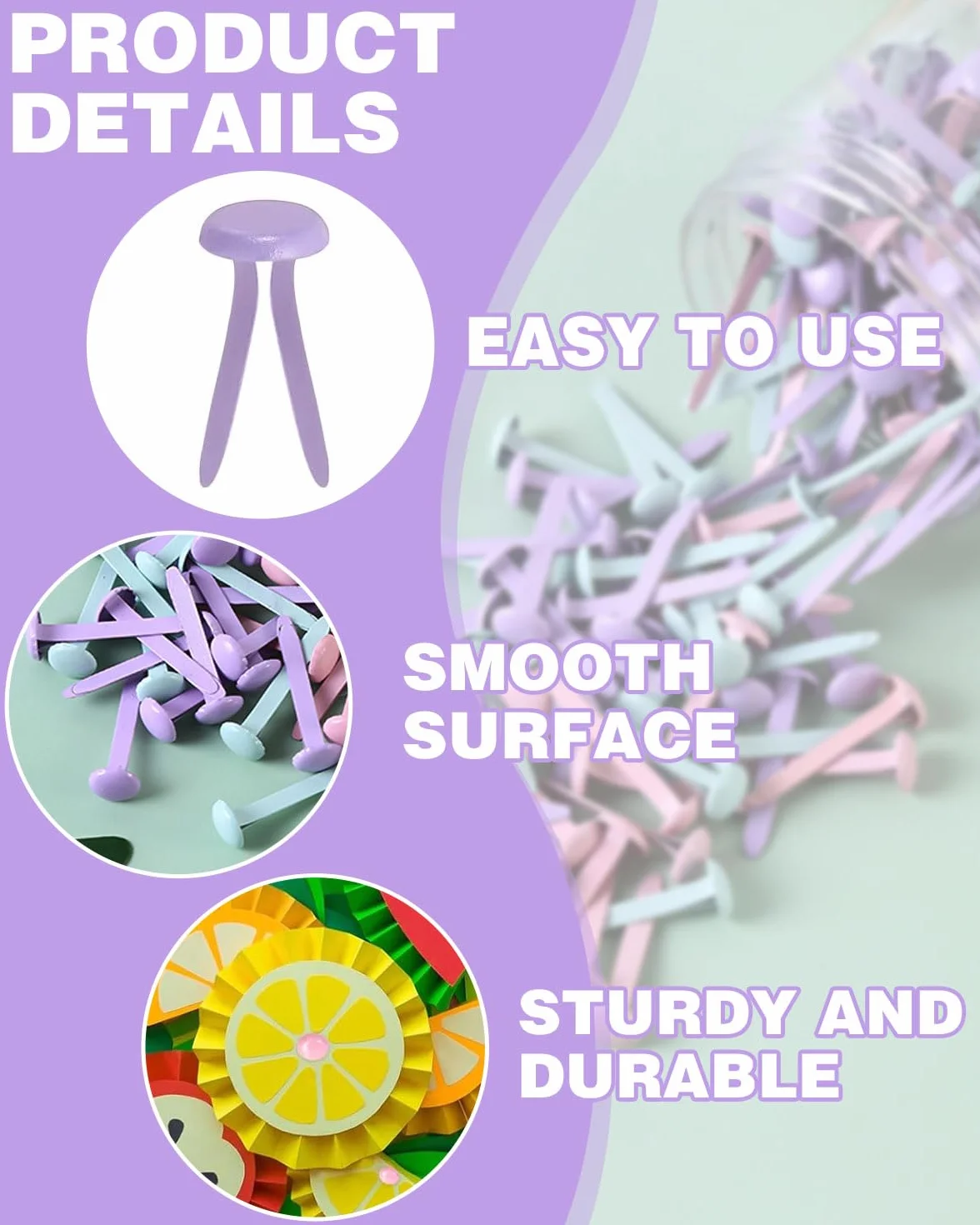 100 Pezzi Fermacampioni Piccoli Mini Scrapbooking Brads Colorati Metallo Elementi di Fissaggio in Carta per Fabbricazione Artigianale Scrapbooking Fai da Te(Colori dei macaron)