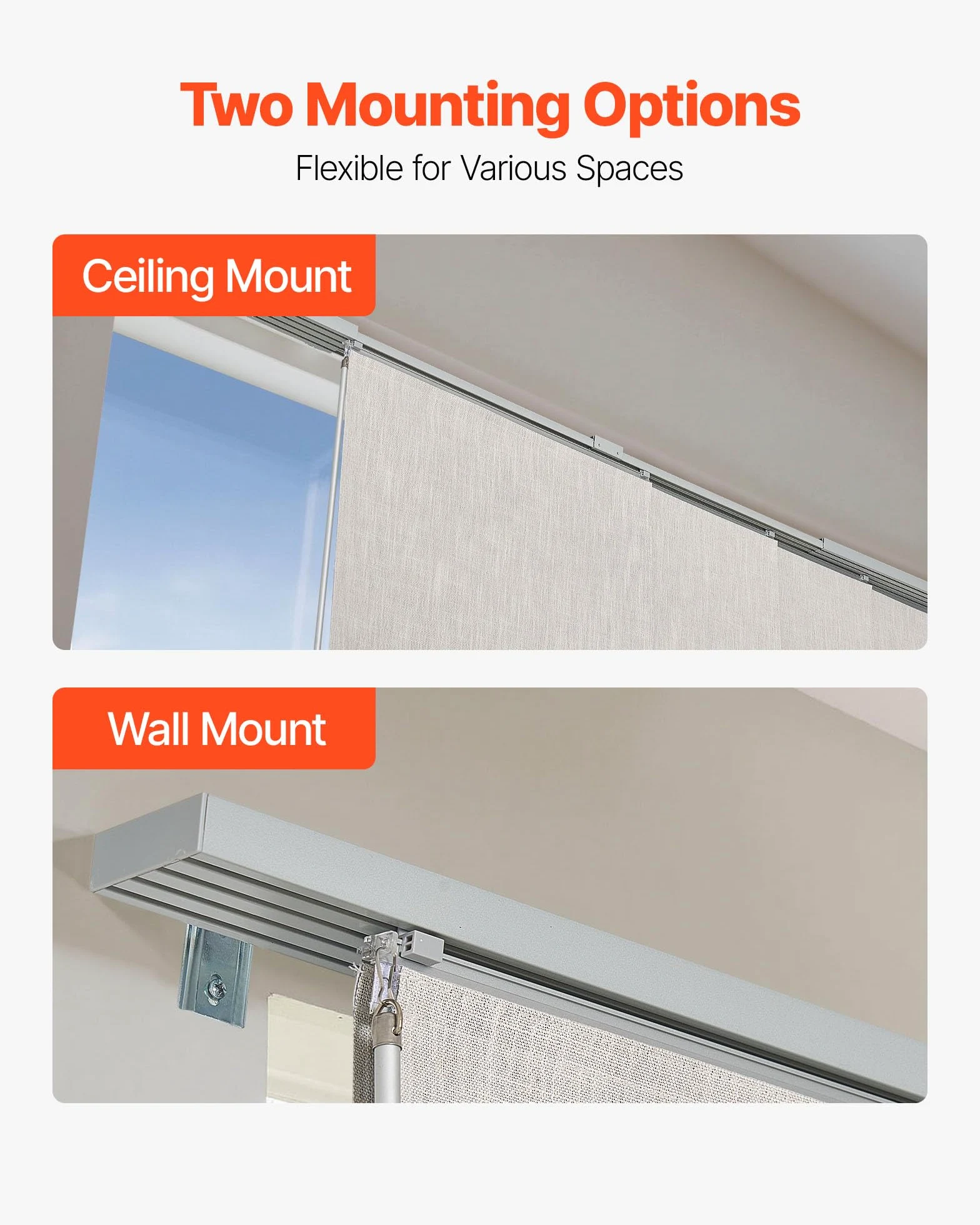 VEVOR Tende a Pannello Binario Estensibile Larghezza tra 116 cm e 218 cm Tende a Pannello per Privacy da Casa Balcone Salone, Oscuranti Verticali Scorrevole per Porte Scorrevoli (Grigio Chiaro)