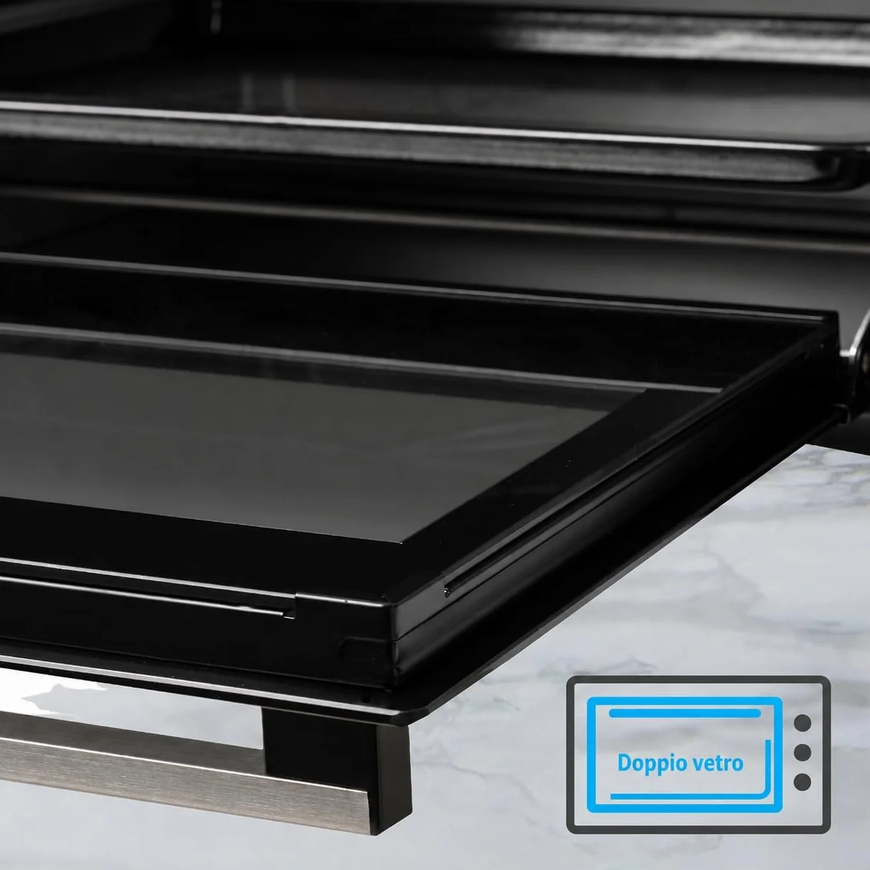 OptimumX Forno Elettrico 60L Ventilato 2200W Girarrosto Nero