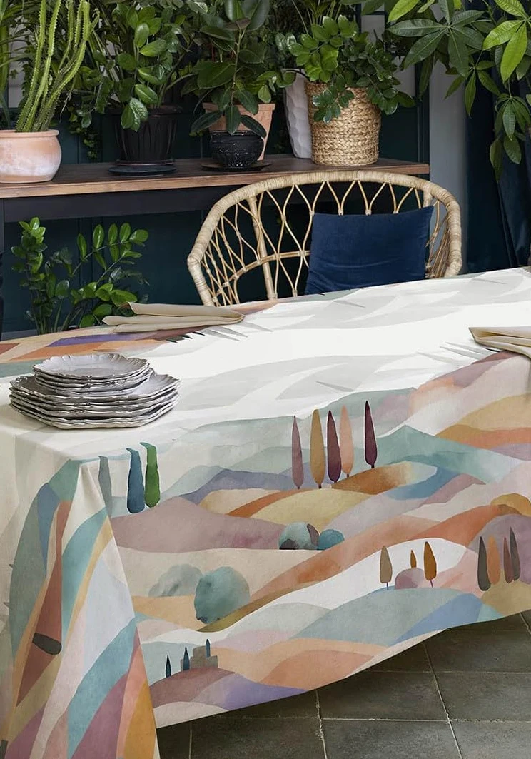 Tessitura Randi 1931 Tovaglia da tavola 12 posti, senza tovaglioli, realizzata in panama di cotone 100% con stampa digitale ad alta definizione misura 150x270 cm art. Toscana