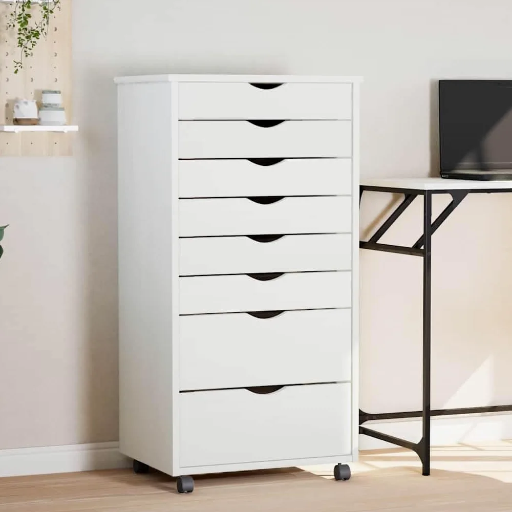vidaXL Armadietto Rotante con Cassetti Moss Bianco Legno Massello Pino