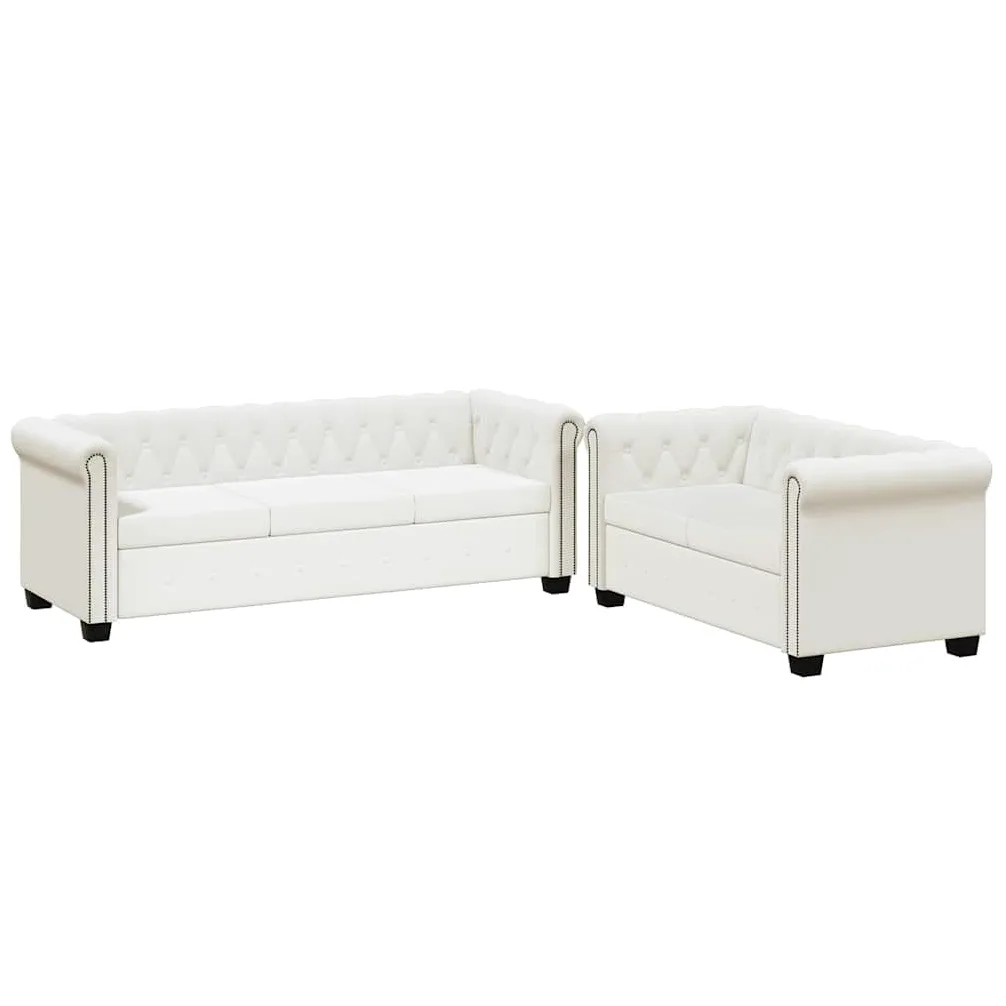 vidaXL Set Divani da 2/3 Posti Persone Ecopelle Bianco Sofà Divanetto Salotto