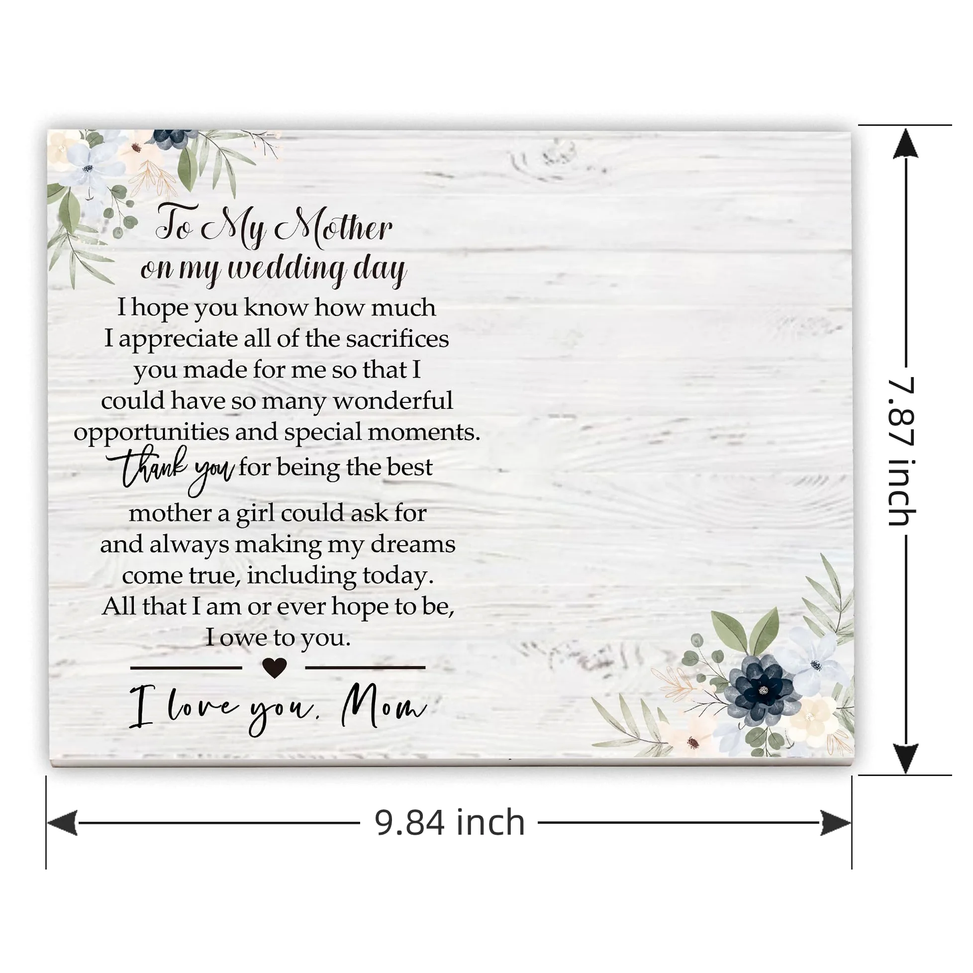 Cornice in legno per foto da 15,2 x 10,2 cm, regalo di ringraziamento per mamma, per mia madre il giorno del matrimonio, decorazione da scrivania per ricordi di nozze