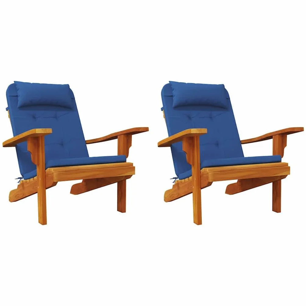 2 cuscini per sedia, in tinta unita, blu, 58 x 77 x 4,5 cm, in tessuto Oxford con elastico antiscivolo, lavabili, ergonomici, imbottiti, per sedie da giardino, sala da pranzo, ufficio