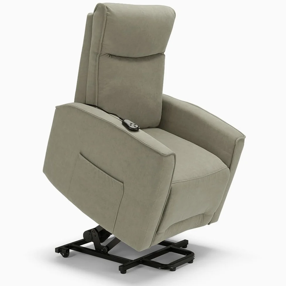 REDÒKASA Poltrona relax elettrica LONDRA per anziani, 2 motori, 2 ruote posteriori, Kit Optional Batteria, sistema reclinazione e alzapersona, tessuto idrorepellente (Senza Kit Batteria, Tortora)