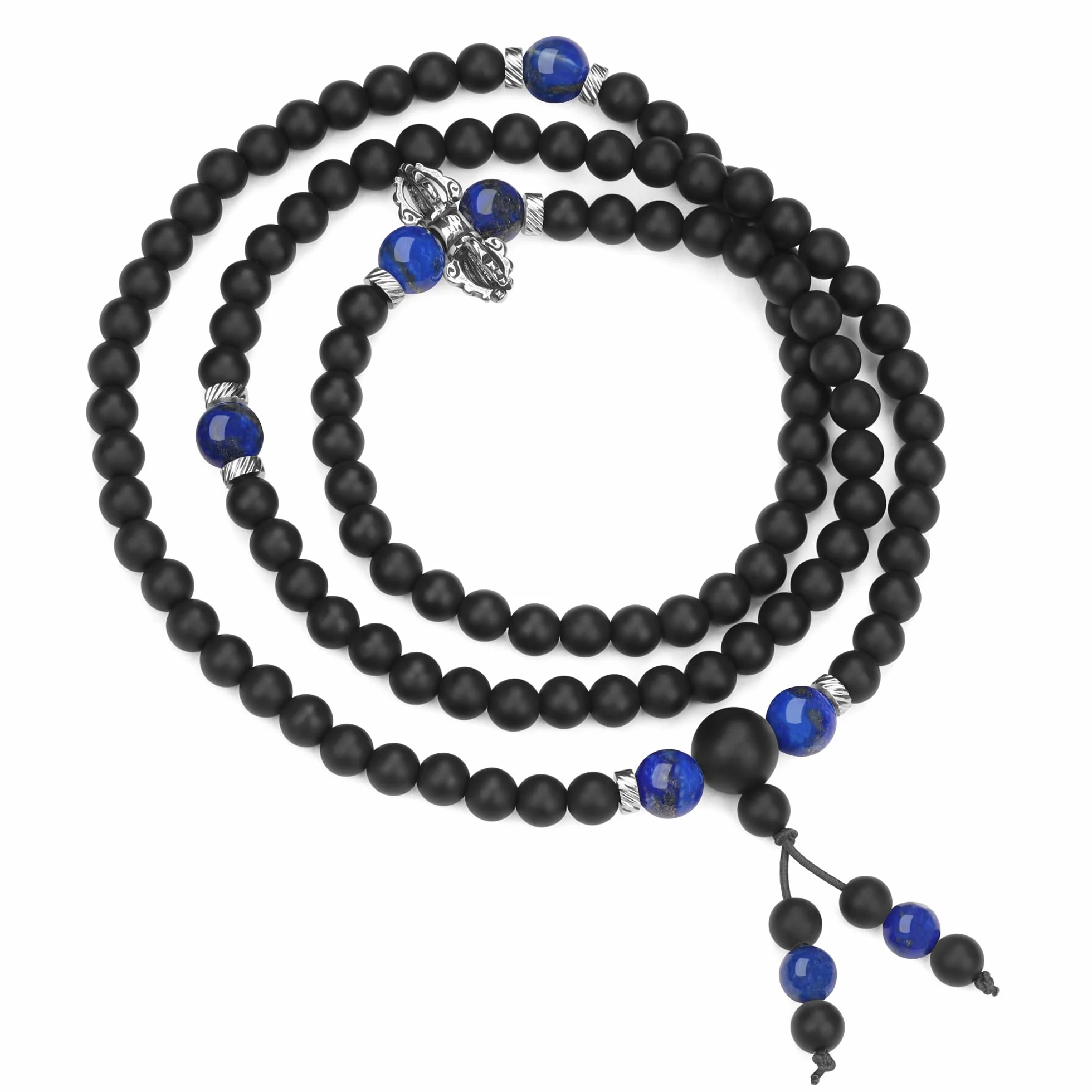COAI Collana Mala 108 Grani, Bracciale Mala Multistrato 108 Perle in Pietre Naturali, Rosario Tibetano Uomo Donna