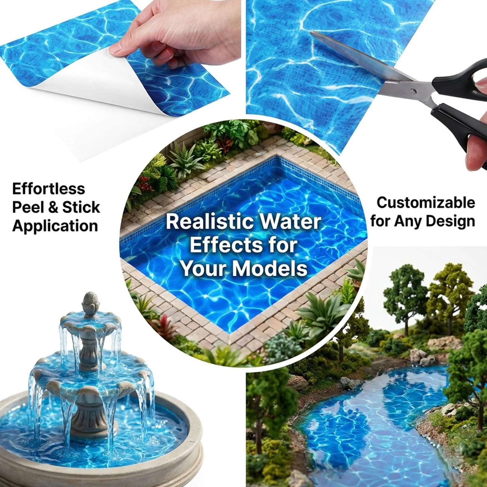 Fiume Presepe Carta Effetto Acqua Blu 29.5x21 cm Adesivi autoadesivi Effetto Acqua ondulata