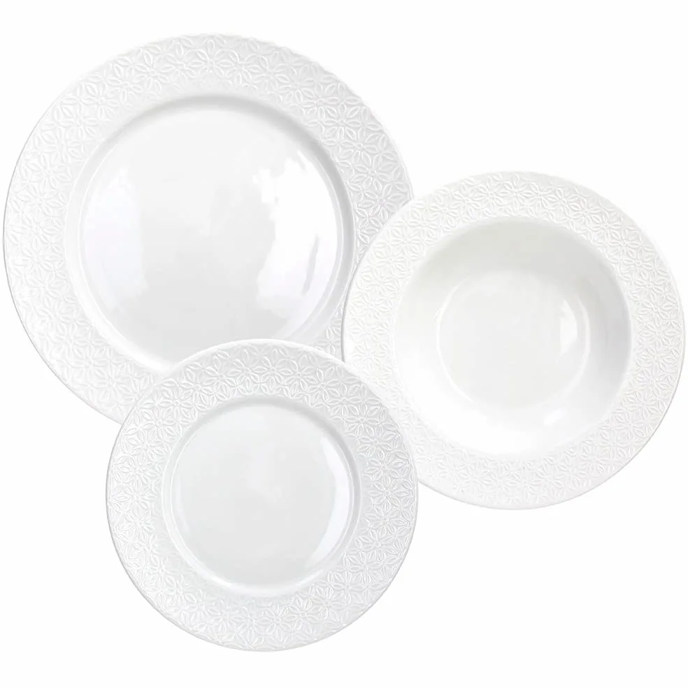 Tognana Margaret, Servizio Piatti per 6 persone, 18 Pezzi, Porcellana, Bianco