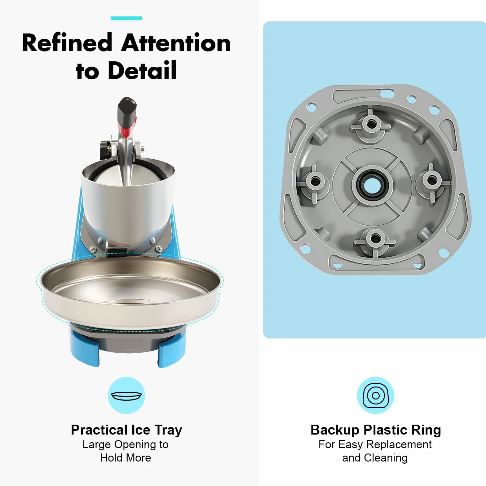 Tritatutto elettrico per ghiaccio in acciaio inox, capacità di ghiaccio tritato 65 kg/H, Ice Shaver macchina per neve per uso domestico e commerciale, raschietto per bevande fredde, frullati