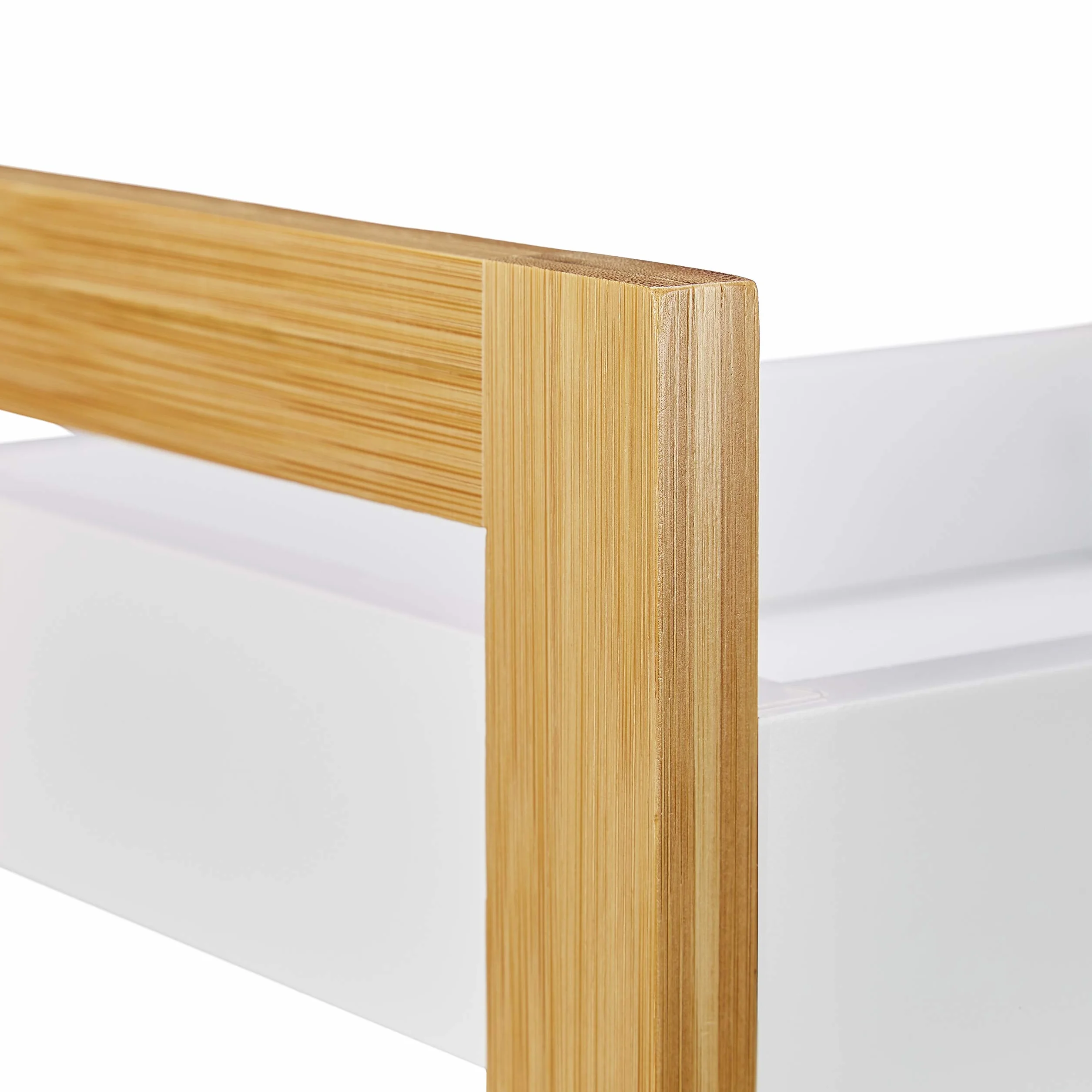Relaxdays Scaffale Bagno a Colonna con 3 Cesti 74,5x28x20 cm Bambù MDF Naturale Bianco