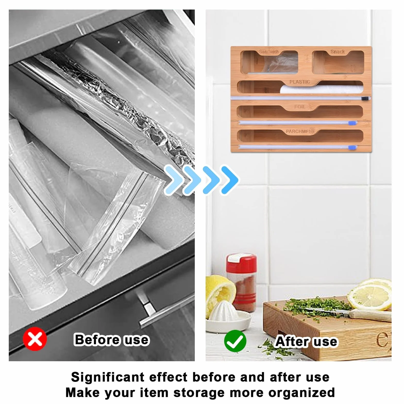 Tagliafogli 5 in 1, dispenser di pellicole con taglierino, tagliafogli, dispenser di pellicola in alluminio, dispenser di pellicola trasparente, cassetto, dispenser di pellicola trasparente per