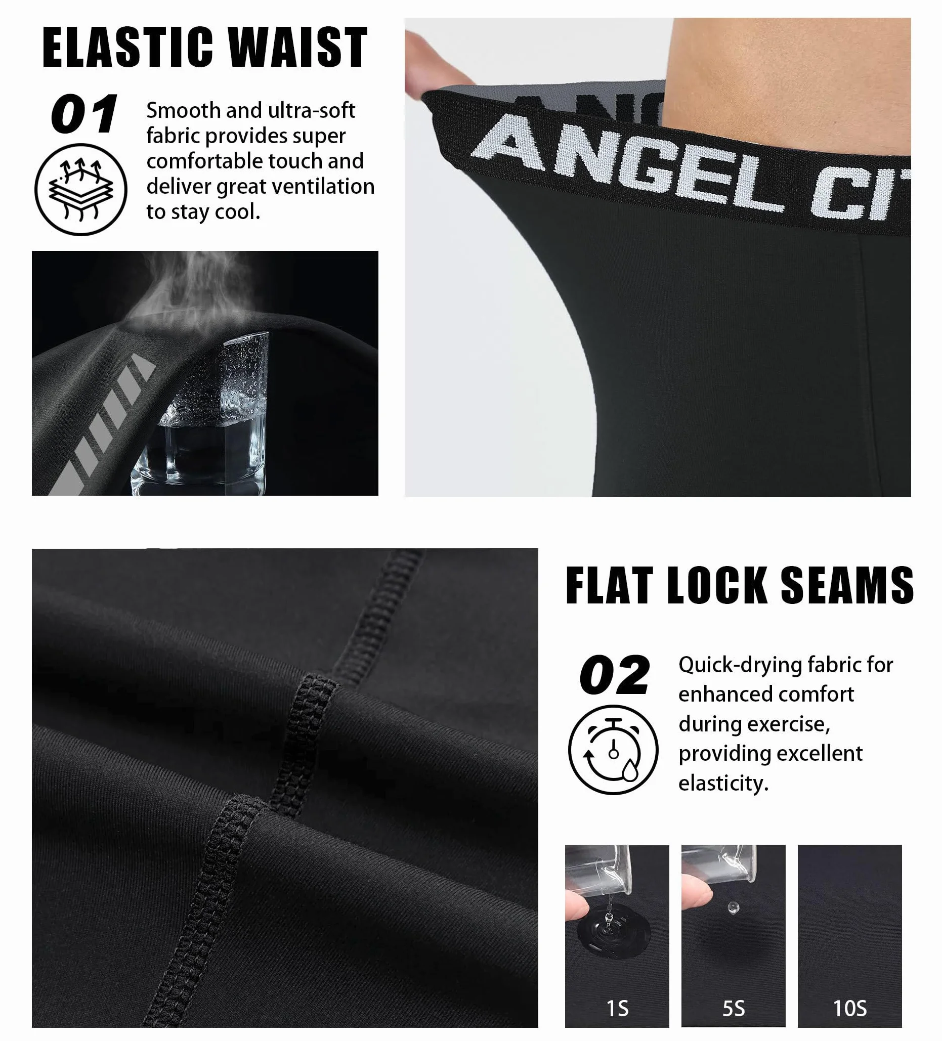 ANGEL CITIZ Leggings termici a compressione per ragazzi, sportivi, ad asciugatura rapida, per allenamento, corsa, leggings termici