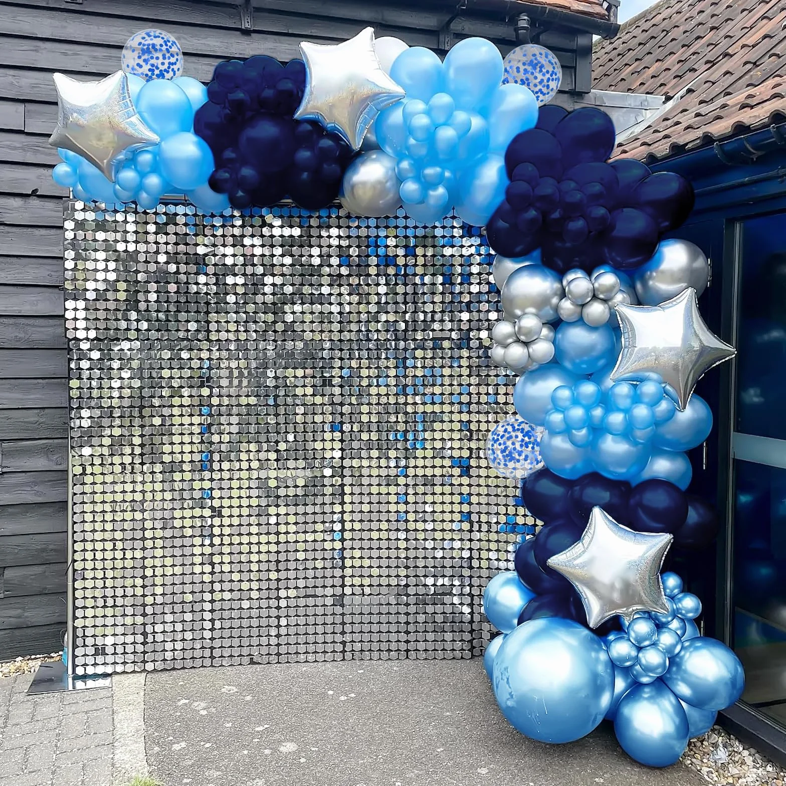 Palloncini Feste Blu Argento, 60 Pezzi 12 Pollici Blu Scuro Perlato Azzurro Metallizzato Blu Argento Palloncini con Coriandoli Palloncini per Compleanno Matrimonio Baby Shower Decorazione Anniversario