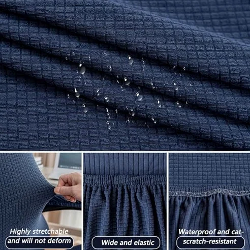 Coprisedia elasticizzato da gaming, rimovibile, per sedie da ufficio e computer, stile corsa, blu navy, con braccioli e fondo elastico, misura universale