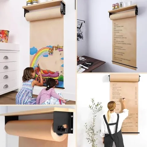 Espositore per rotolo di carta kraft con taglierina e tavola in legno per menù e offerte speciali per ufficio