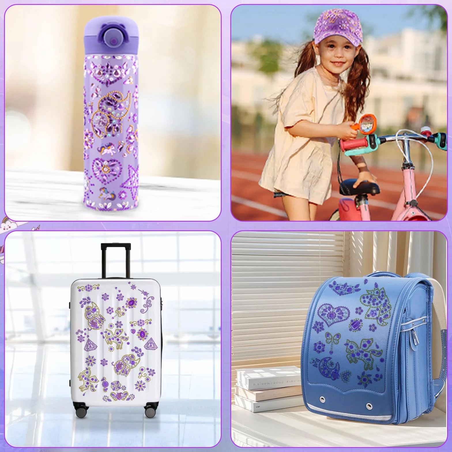 Kit DIY Adesivi per Cappellino da Baseball per Bambina, 8 Stickers Decorativi con Gemme per Personalizzare il Tuo Cappellino, Regalo Creativo per Compleanno o Ritorno a Scuola