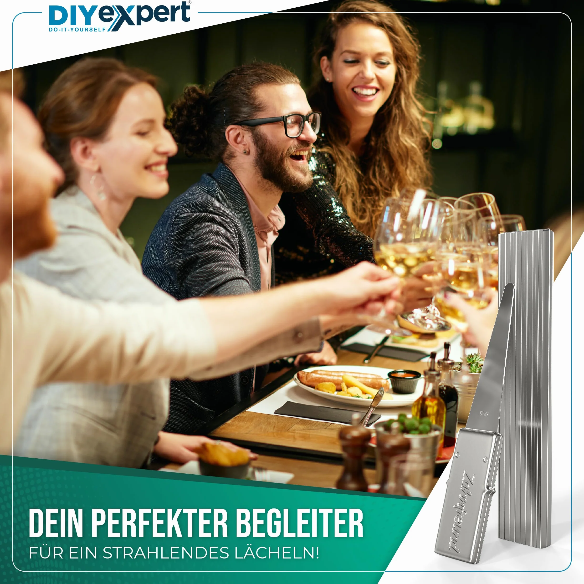 Stuzzicadenti Home Xpert Detergente Dentale Platino Vera Foglia d'Argento 4 cm Con Manico 5,5 cm Con Custodia