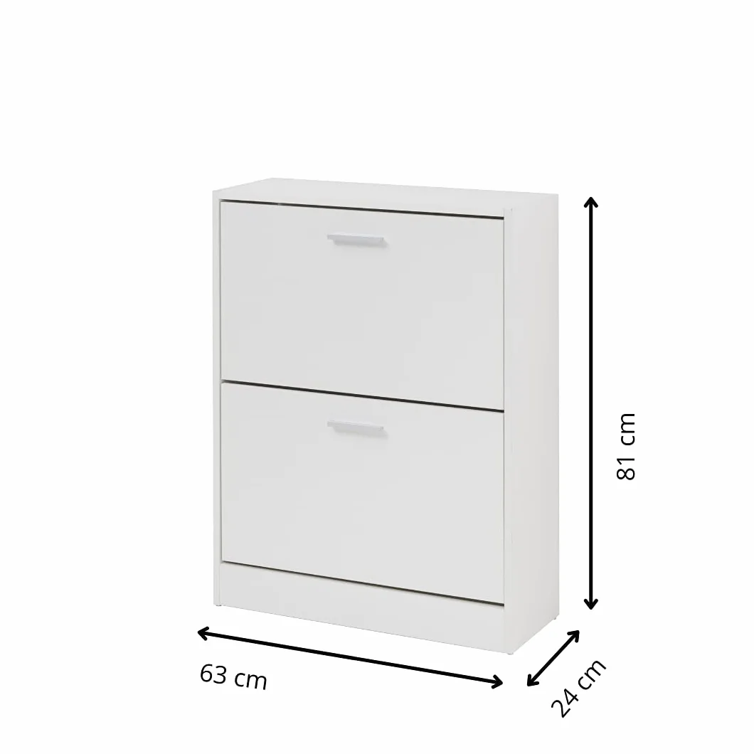 Baroni Home Scarpiera Salva Spazio Slim Legno Melaminico Ingresso Portascarpe Ante Ribalta Doppia Profondità Bianca 2 Ante