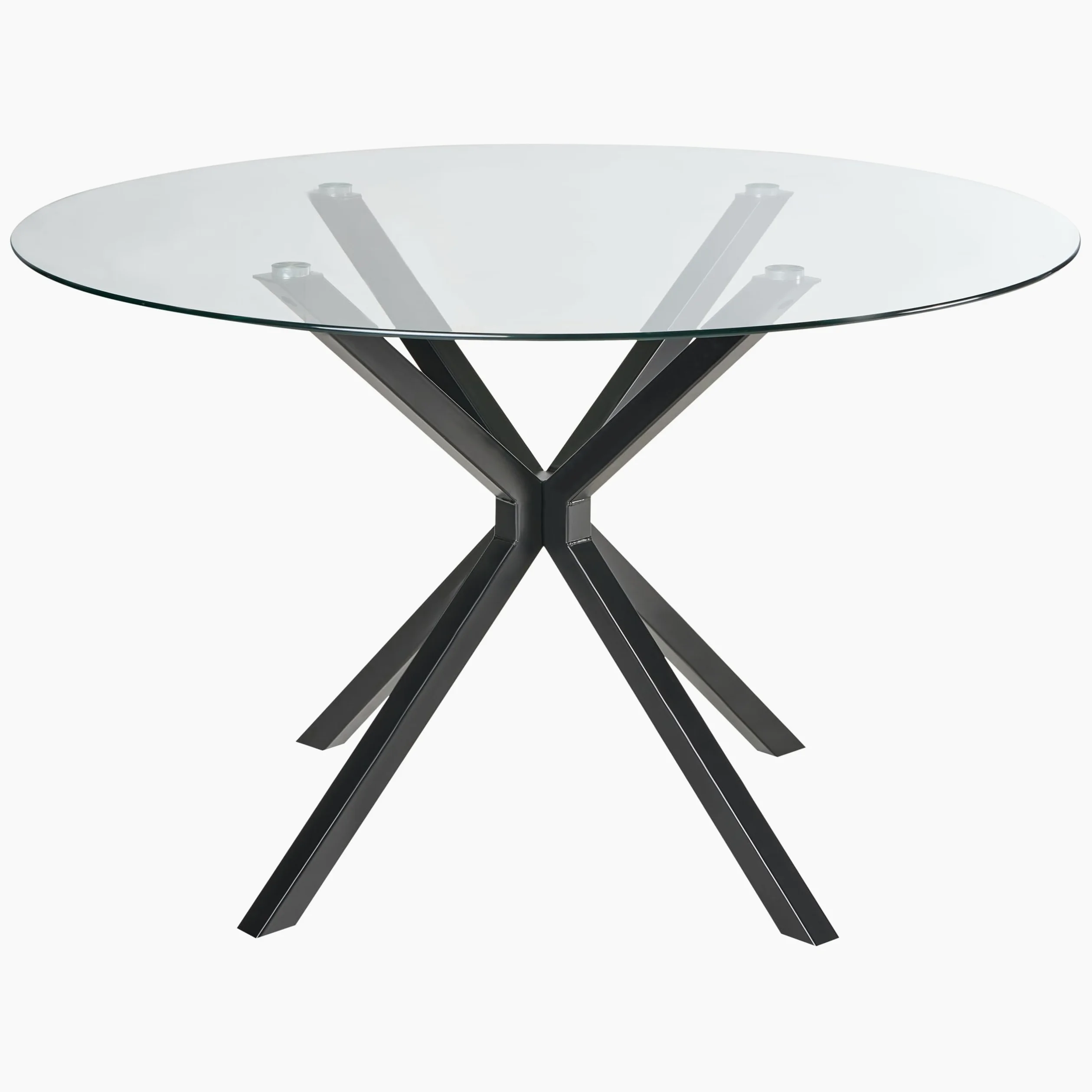 Beliani Tavolo da pranzo rotondo Glamour ⌀120 cm Piano in vetro temperato Gambe d'accento Nero