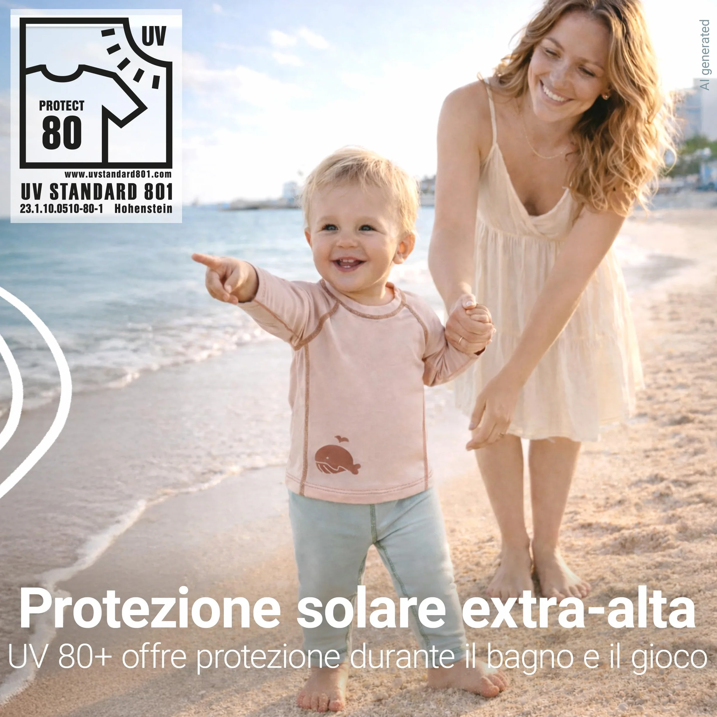 LaLoona Maglia Mare Protezione UV Neonato Manica Lunga con UPF 80+ Costume Bagno Asciugatura Rapida Oeko-Tex Standard 100