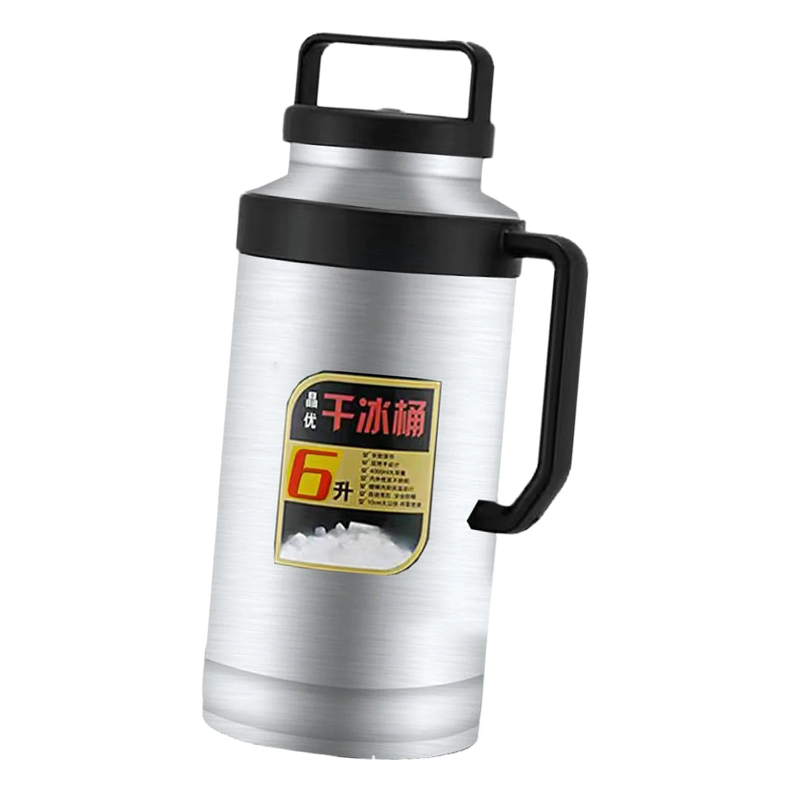 F Fityle Secchiello per ghiaccio secco Secchiello per ghiaccio secco Bottiglia d'acqua termica Contenitore per ghiaccio per eventi di catering Buffet domestici, Argento 6L