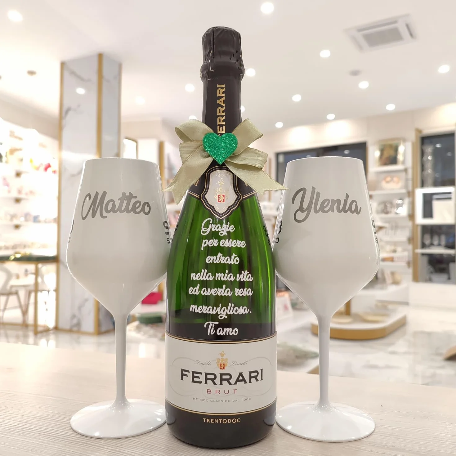 BOTTIGLIA Spumante Bicchiere Personalizzabili San Valentino Anniversario Proposta Matrimonio