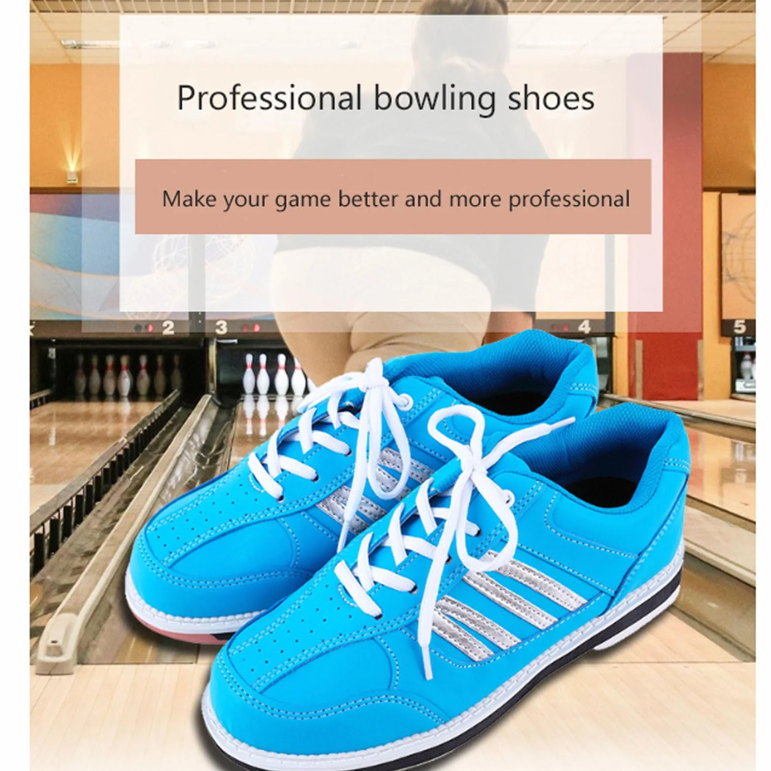 Scarpe da Bowling Professionali in Morbida Pelle Traspirante per Uomo Adulti