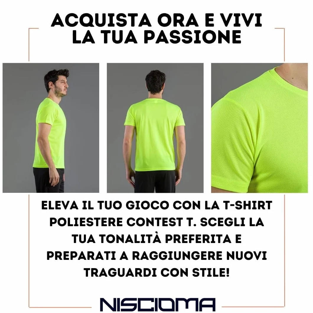 T-Shirt Sportiva Uomo Traspirante Leggera Comoda Maglia Calcio Tennis Padel