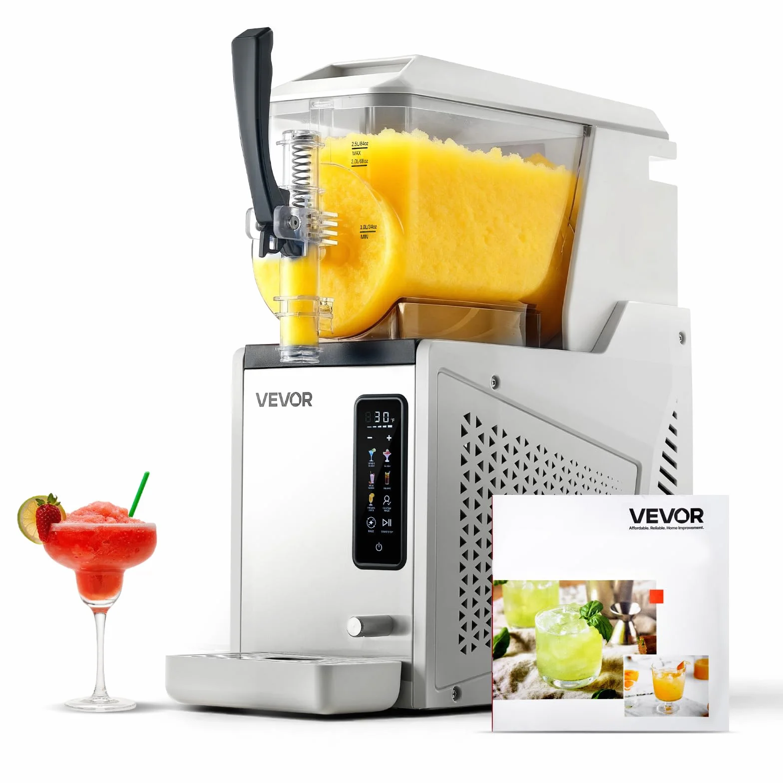 VEVOR Macchina per Granite 350 W 3 L Serbatoio Singolo Autopulente per Frappé, Milkshake, Frullati
