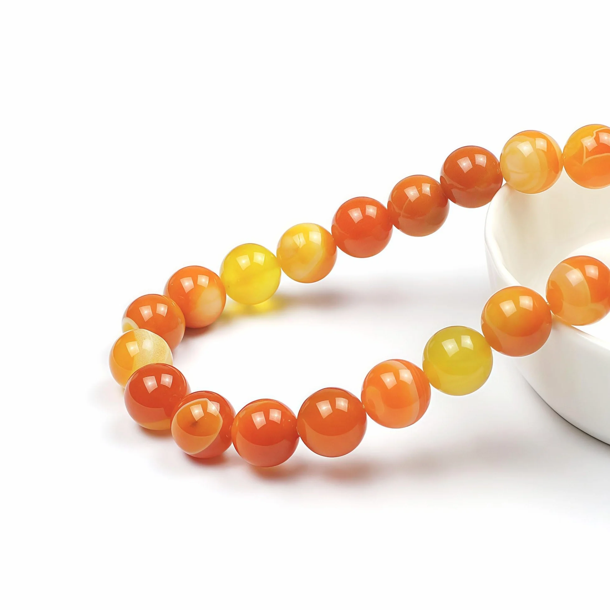 Perline di Pietra Naturale 8mm Agata Arancione Striata 43 pezzi per Creazione Braccialetti Collane Gioielli Fai Da Te