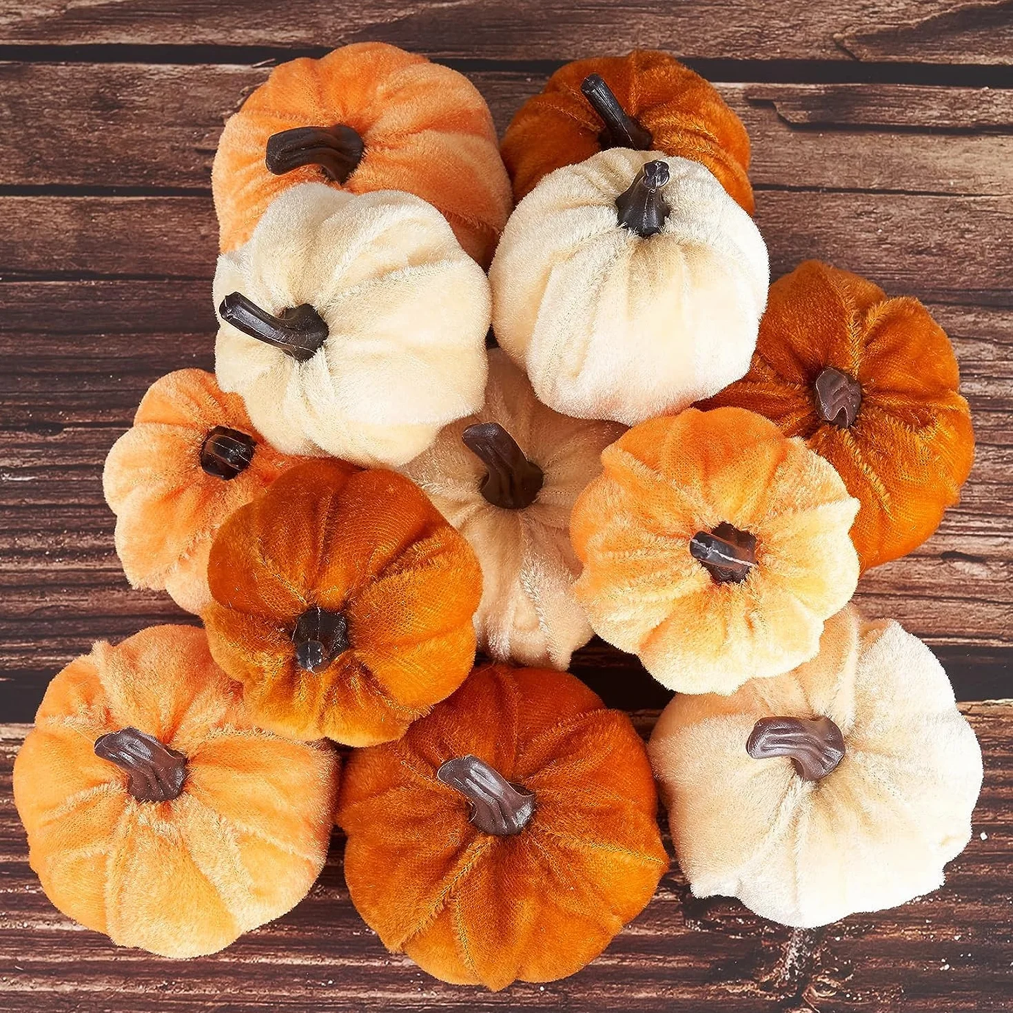 Décoration Autunnali Zucca 12 Pezzi Zucche di Velluto Artificiali per Halloween Ringraziamento