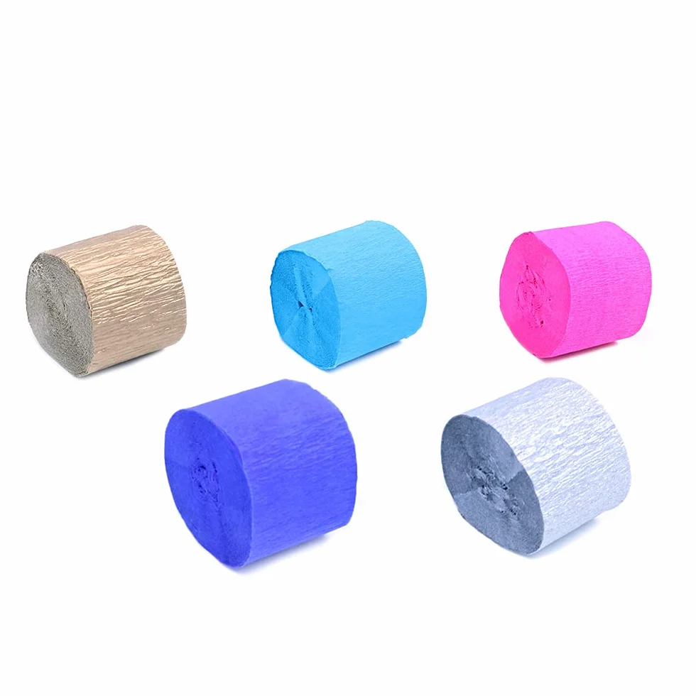 Carta Crespa 20 Rotoli 3,5 cm x 10 m Blu Scuro Decorazione Feste Compleanno Matrimoni
