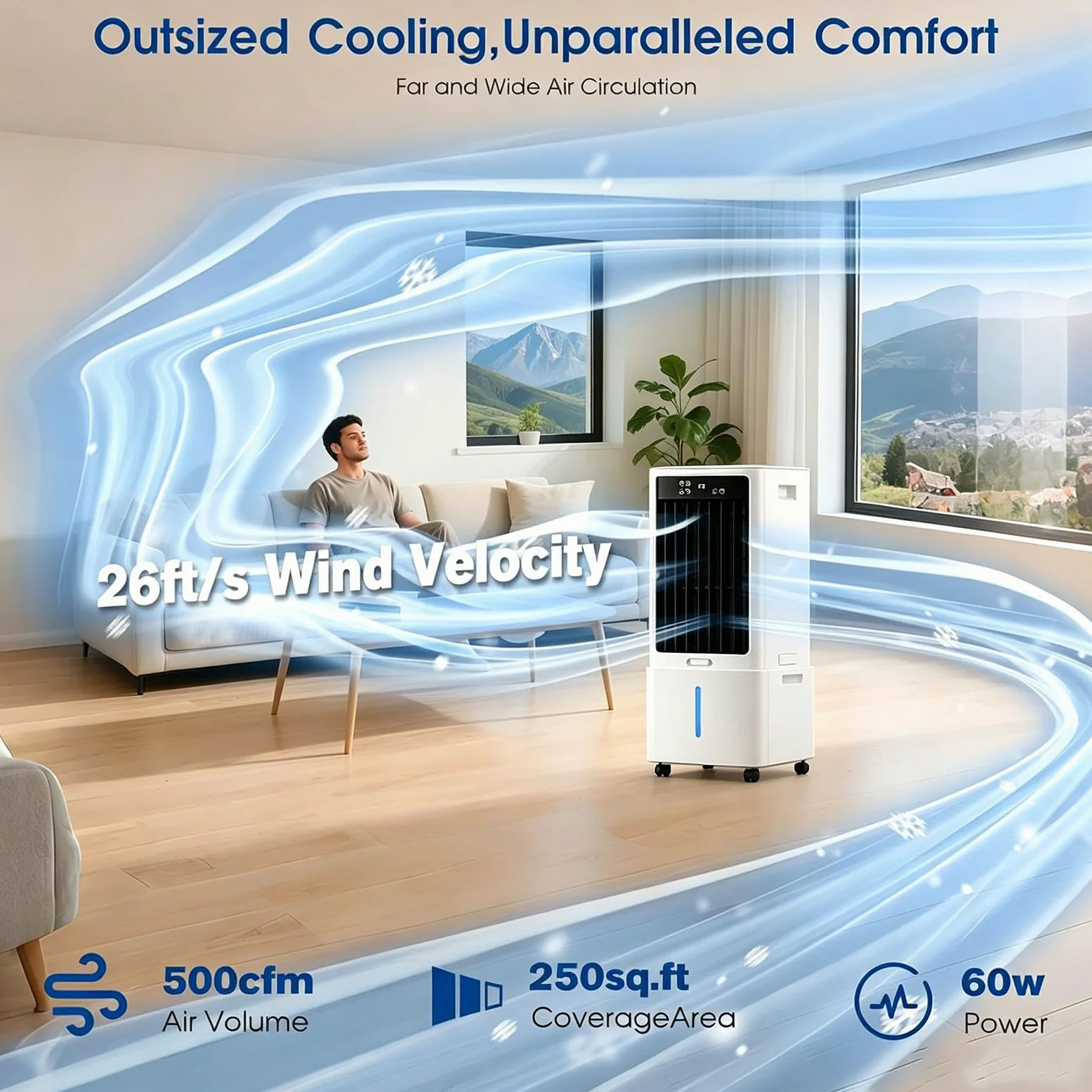 50W con Tanica 12L, Funzione Freddo e Telecomando –, Touch Control e Ionizzatore Telecomando, timer da 12 ore, 3 velocità <45 dB