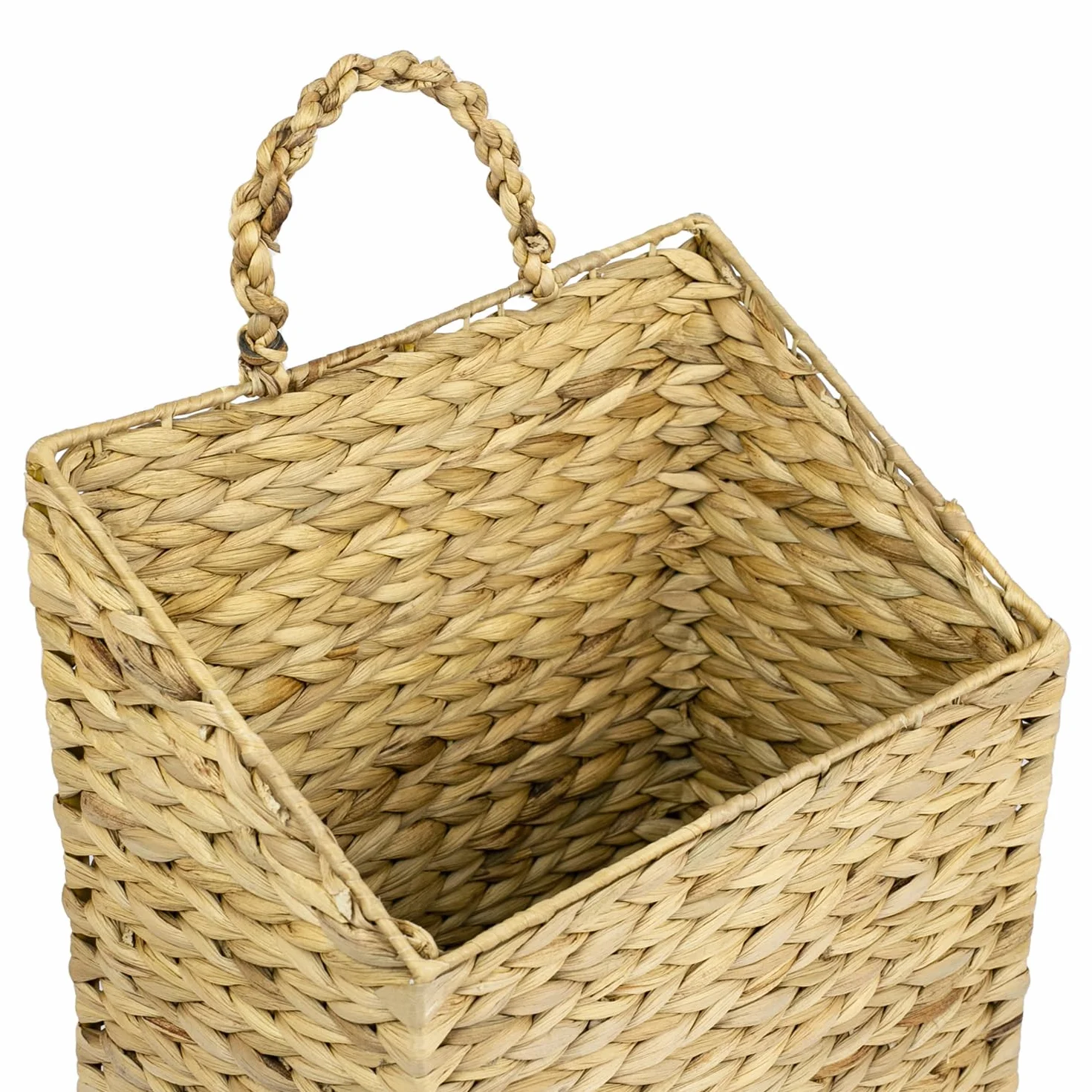 HMF Cestino sospeso intrecciato in giacinto d'acqua 30 x 17,5 x 38 cm