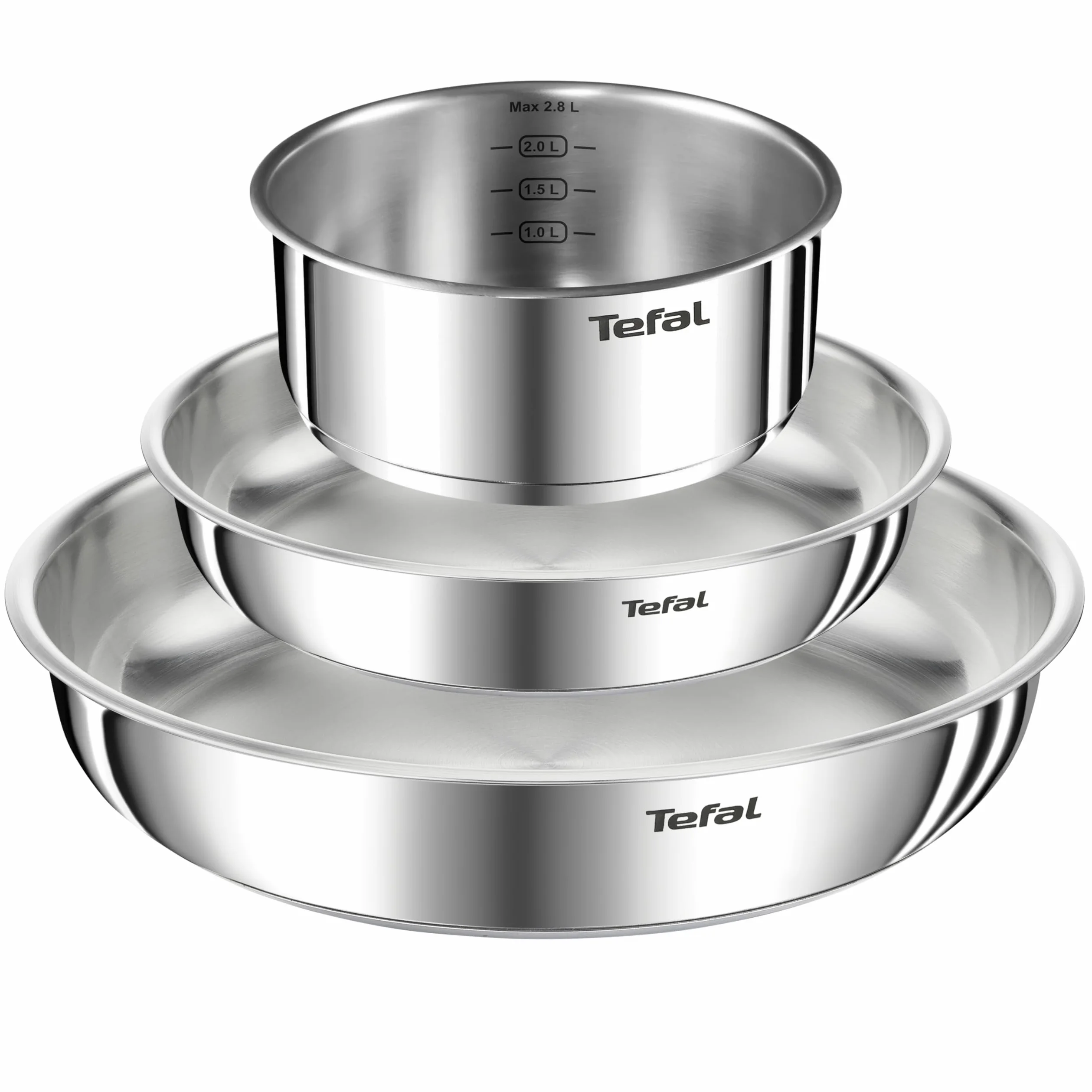Tefal Ingenio Emotion, 4 pezzi, acciaio inossidabile, manico rimovibile, design impilabile, induzione, L896S453